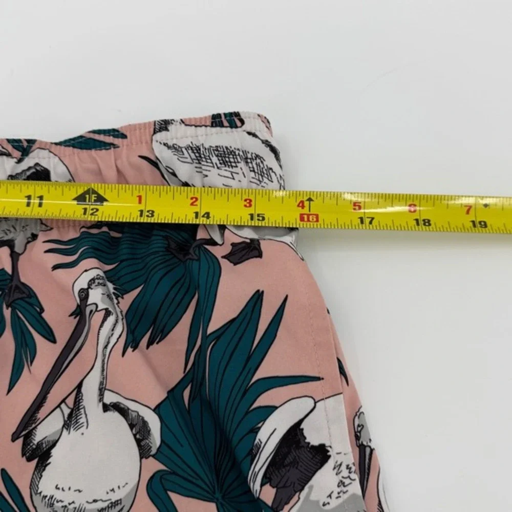 George tropical‎ Swim Trunks Pelican Palm Print Size M Pink Teal Beach Shorts